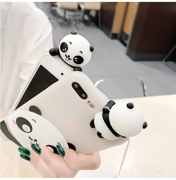 Забавный мультяшный чехол для телефона с пандой для iphone X XS чехол для MAX XR для iphone 7 6s 8 plus милый чехол кукла подставка поддержка мягкий чехол s Capa