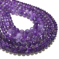 natural stone amethyst faceted round loose beads healing energy stone jewelry making diy bracelet necklace design 4 6 8 10 12mm