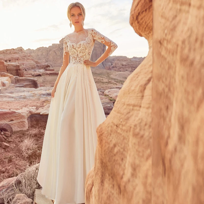 

YILIBERE New Simple Wedding Dress Backless Sleeveless Design Chiffon Lace Bride Dresses Princess Dress Plus Size Tailor-made