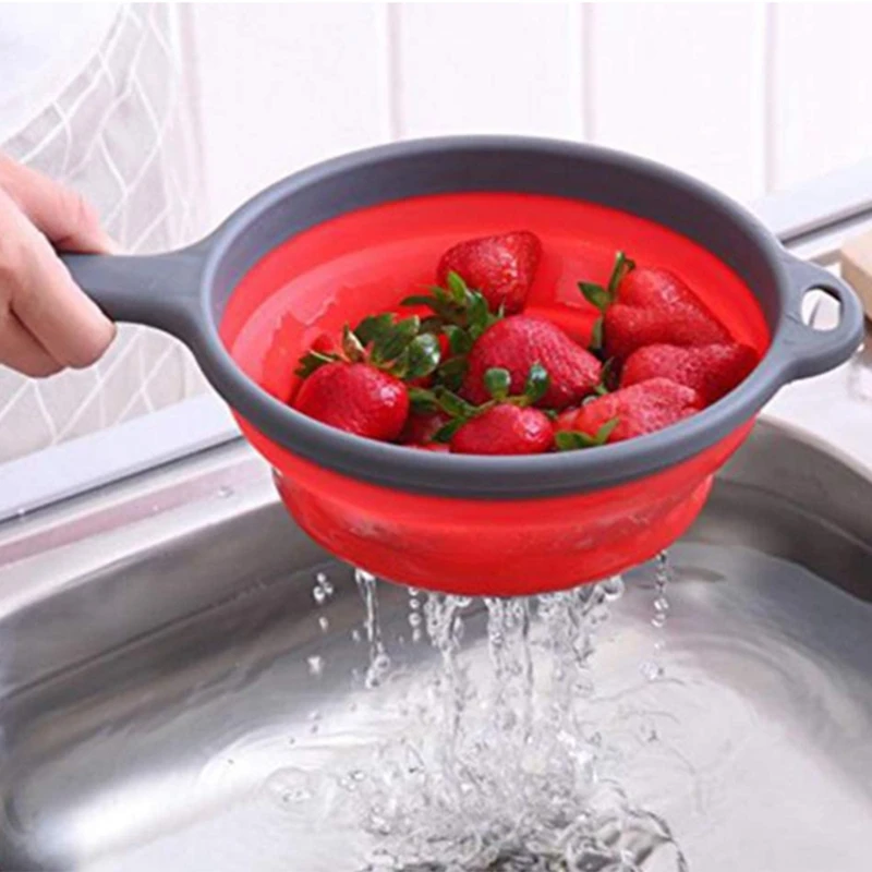 

Round Foldable Colander Filter, Square Foldable Filter, Foldable Filter with Handle, Foldable Colander (Red,4Pcs)