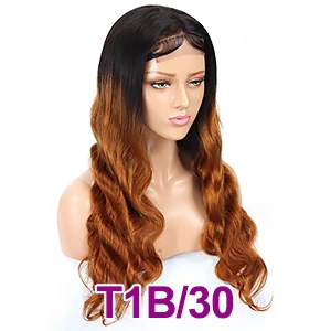 T1B/30 Soft Feel Hair 4x4 кружева закрытие парик блонд эффектом деграде(переход от темного к человеческих волос парики для Для женщин Реми бразильские волнистые волосы парики средней соотношение - Цвет: T1B/30