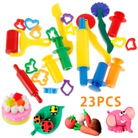 23pcsset clay tools diy color play dough plasticine tools educational plasticine mold modeling clay kit kid cutters moulds toy