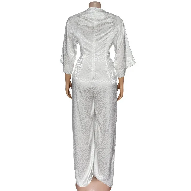 Long Jumpsuit Women Summer 2020 White Loose V Neck Causal Plain Elegant Rompers Plus Size Street Wear Fashion Jumpsits Big Size