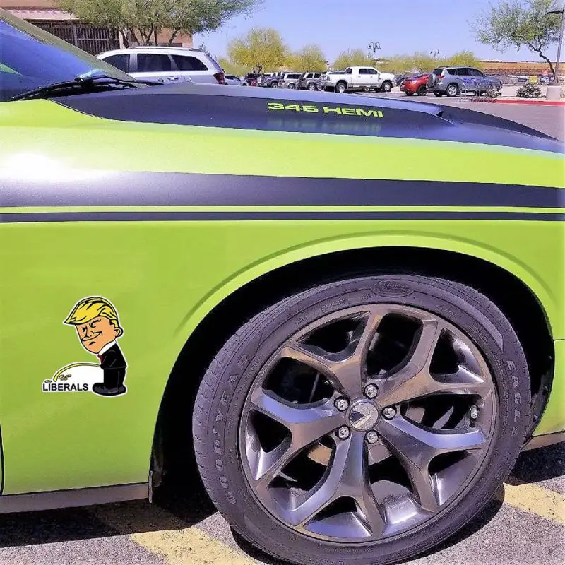 Наклейка с изображением Трампа мочалки в виде либергистов забавная