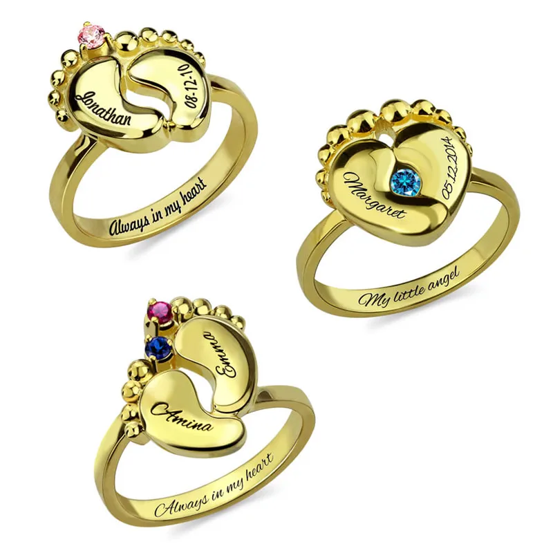 AILIN кольцо с гравировкой цвета белого золота для детей ювелирные изделия камнем