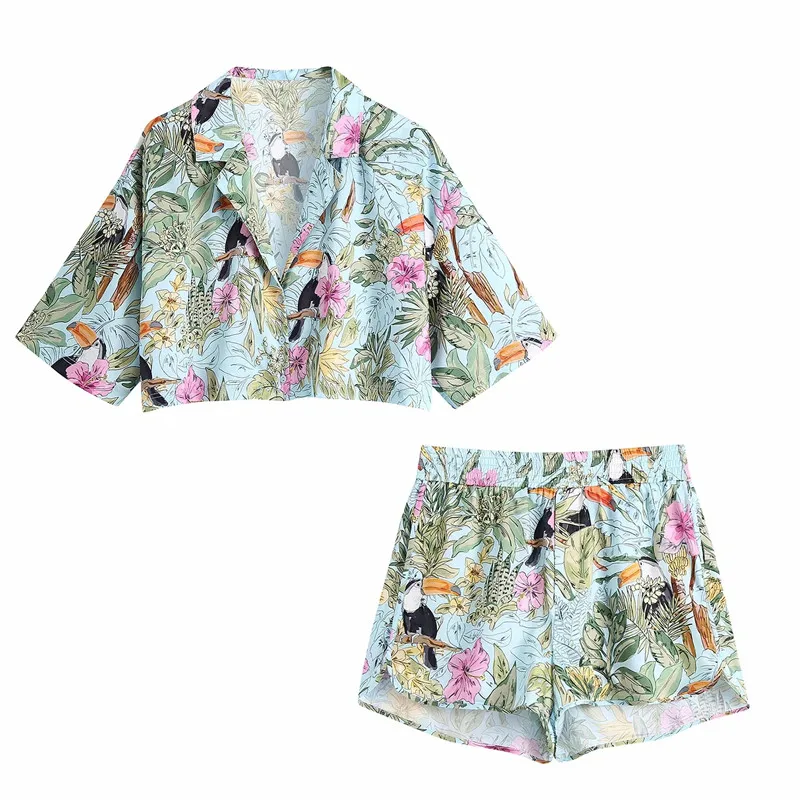

PSEEWE Za Shorts Women Vintage Print High Waist Summer Short Pants Woman Fashion 2021 Loose Casual Shorts Female Beachwear