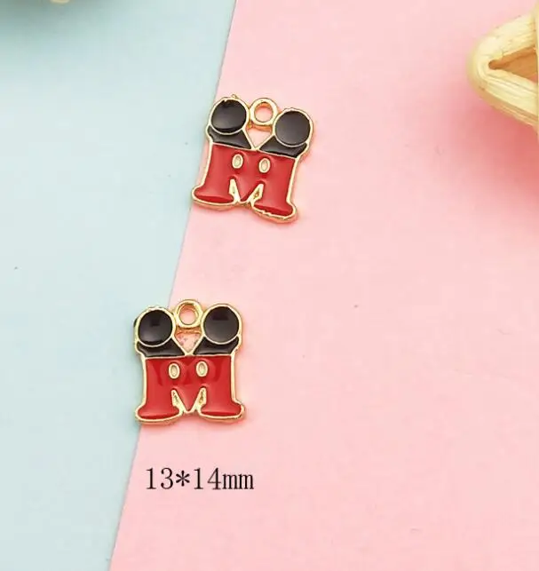 10 шт Мультяшные буквы Микки Минни м серьги ожерелье DIY брелок металлические