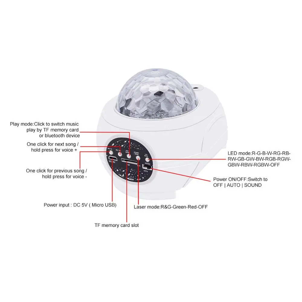 

LED Starry Projector Light Music Bluetooth Night Light Remote Control Galaxy Star Bedroom Lamp Romantic Projection Lamp 32 Modes