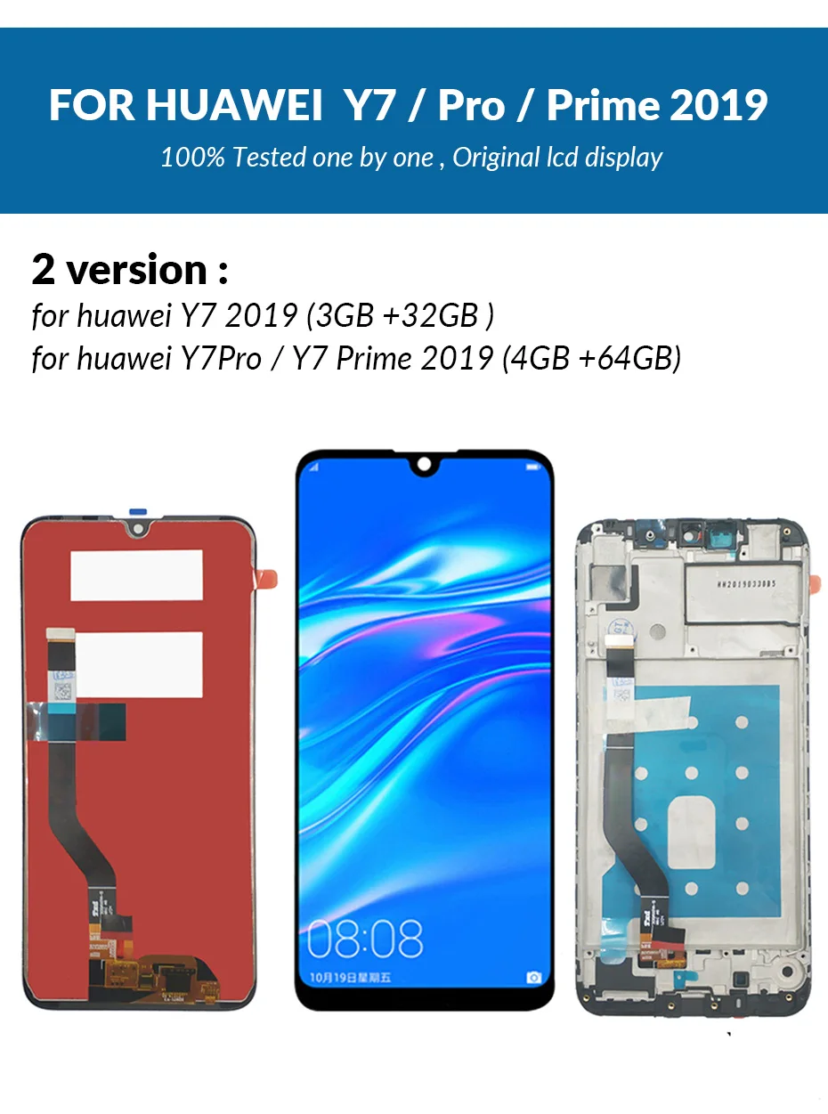 Черный ЖК-экран для huawei Y6 Y7 премьер-профессионал дисплей+ Замена сенсорного экрана для huawei Y9 Enjoy 9 Plus Y9 lcd