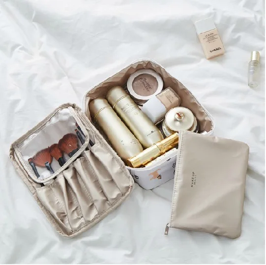 Двухслойная прозрачная сумочка для макияжа вместительная косметическая сумка