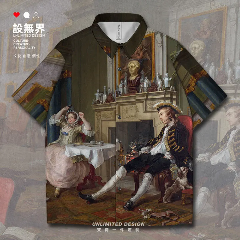 

World famous painting The Death of Marat The modern marriage breakfast Short-Sleeved shirt Blouses Short Sleeve Summer Clothes