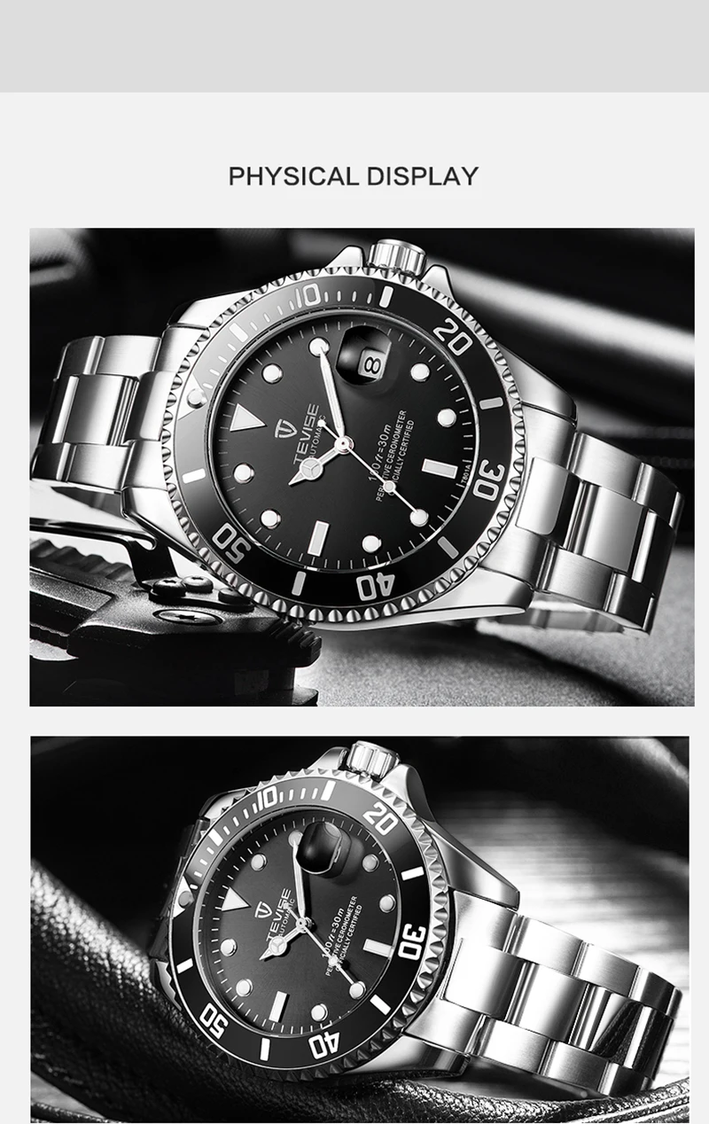 Tevise Top Brand Luxury Men Mechanical Watches Automatic waterproof Stainless Steel Men Wristwatches Relogio Masculino
