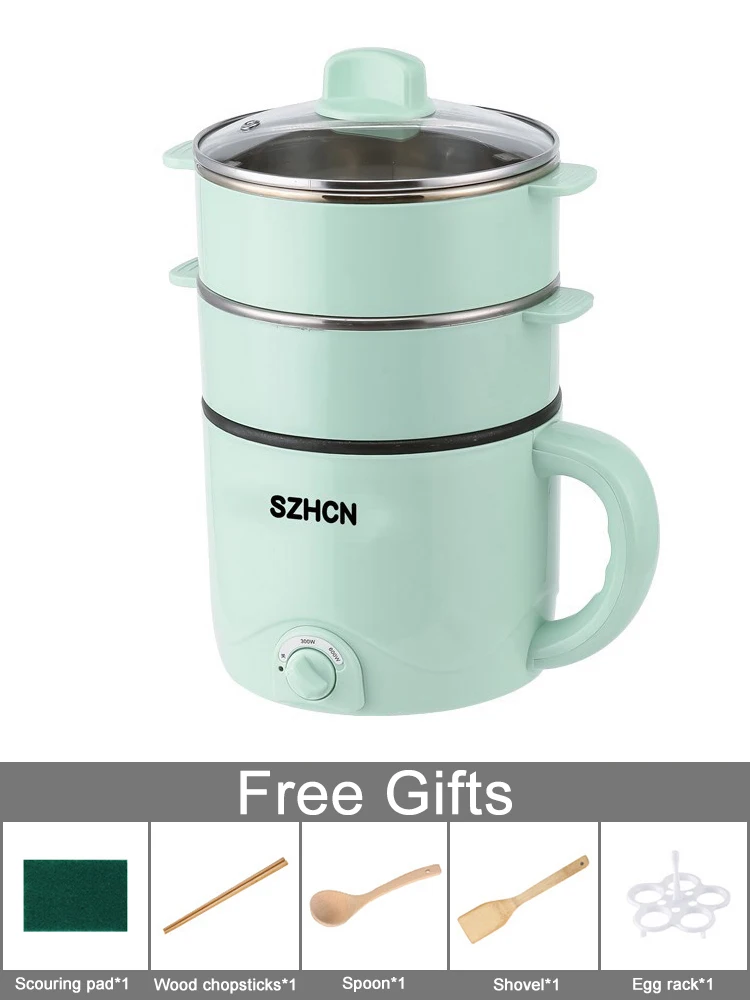 

P 220V Mini Multifunction Electric Cooking Machine Single/Double Layer Hot Pot Multi Electric Rice Cooker Non-stick Pan