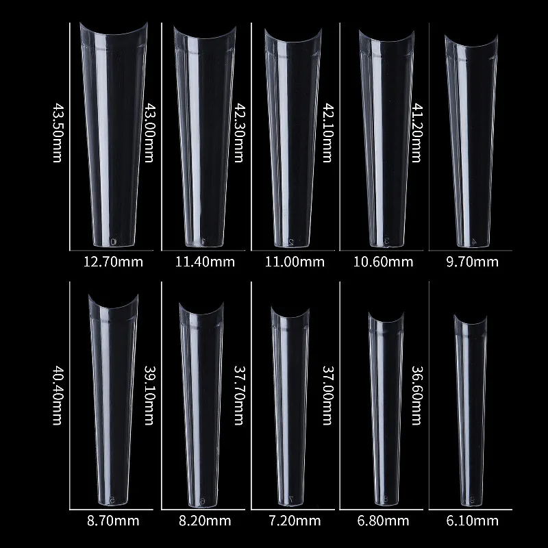 500 шт./ мешок C-кривая XXL ногти формы Straight Square Half Cover для ложных ногтей из акрила и геля для маникюра, инструмент для нанесения на ногти, длинные.