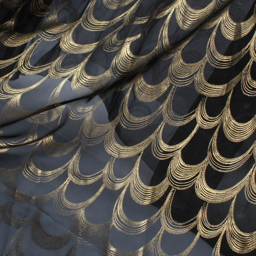 Черный белый розовый легкий Павлин перо хвост шифоновая ткань китайский Hanfu