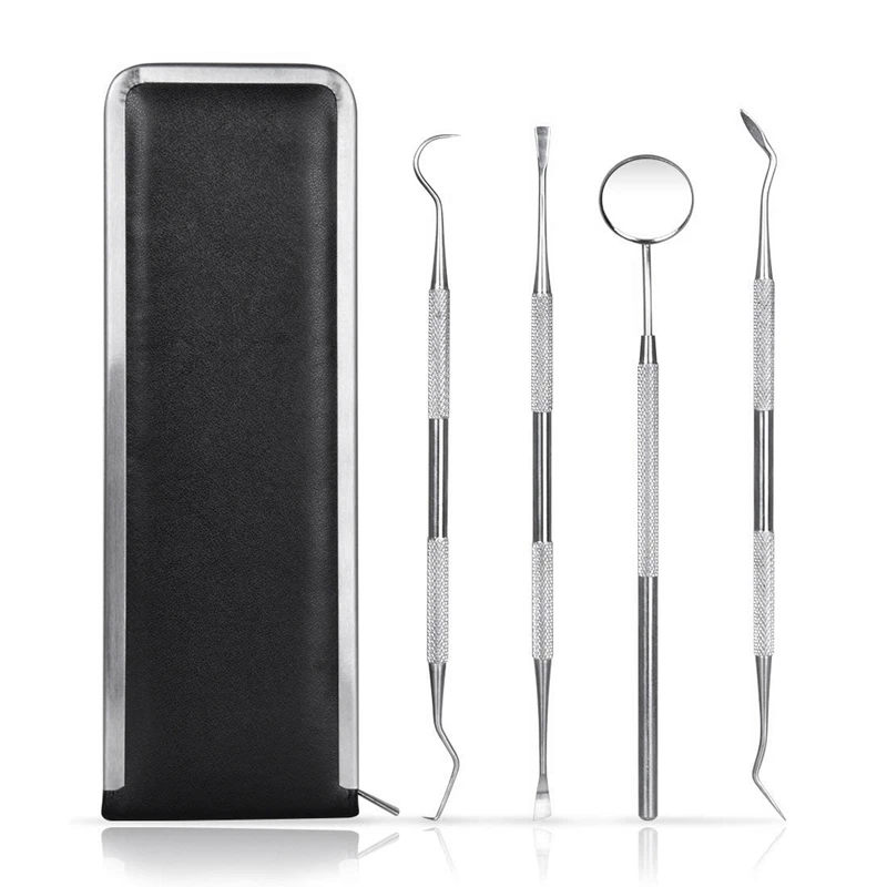 

Prepared Teeth Cleaning Tools Hygiene Kit Remove tartar 4 Piece Mouth Mirror Tooth PickTarter Scraper and Scaling