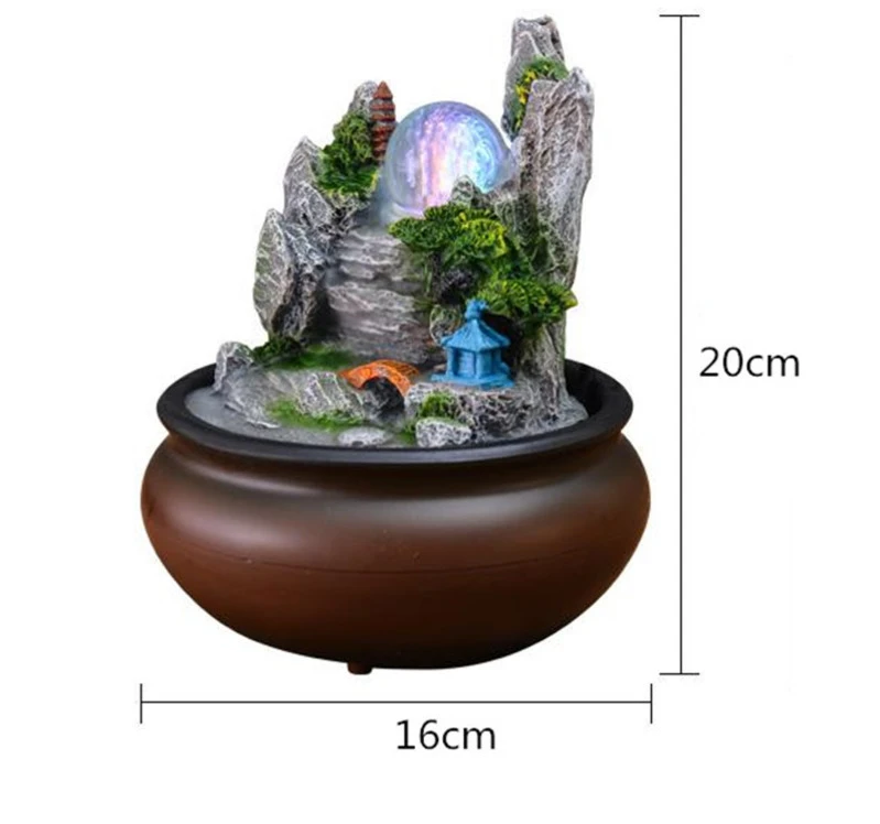 Светло-серый Китайский Стиль фонтан воды Feng Shui с Led светильник Офис Украшение Рабочего мебели украшения, подарки - Цвет: Светло-серый