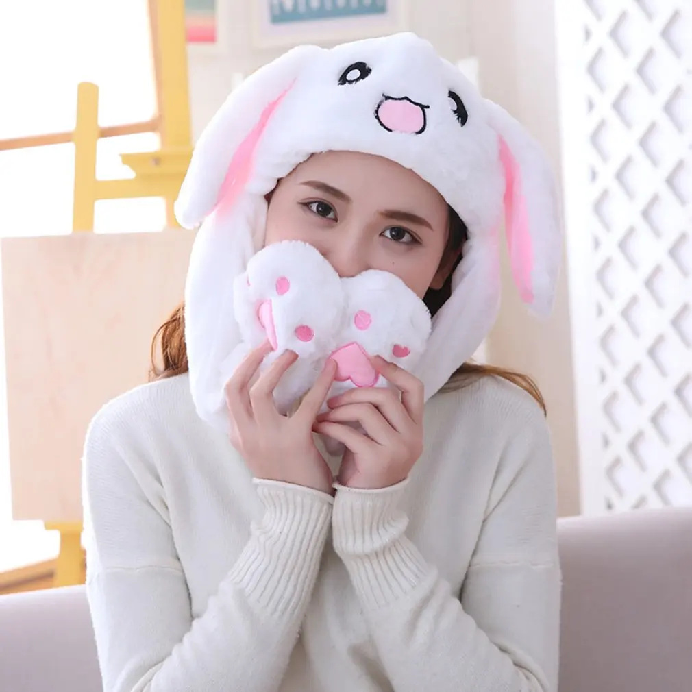 

Animal Cartoon Stitch Girls Unicorn Hat Winter Women Hats Plush Moving Rabbit Ears Hat Children's Cap Funny Gift For Baby