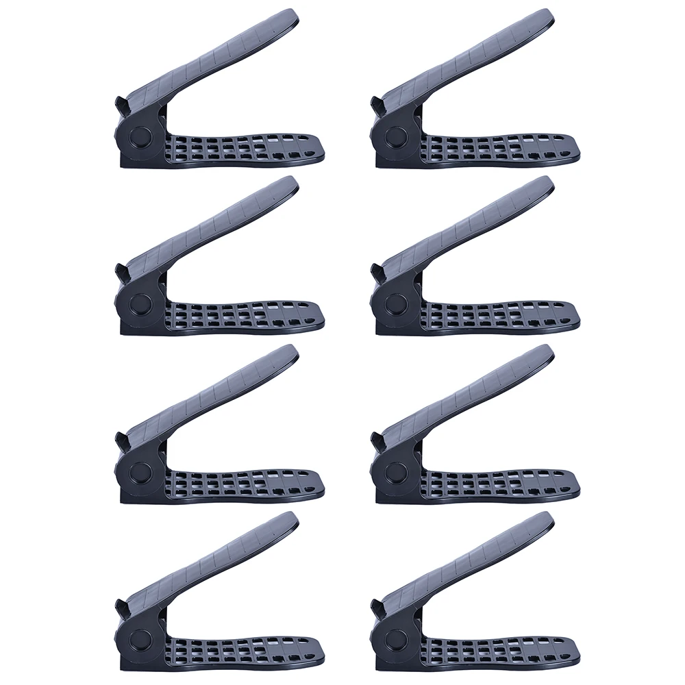 8pcs black 1 шт./компл. регулируемая двойная стойка для обуви Подставка для обуви слотов для карт Органайзер хранилище, позволяющее экономить место держатель высокое качество Пластик - Цвет: 8pcs black
