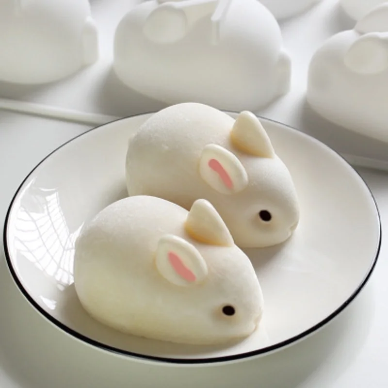 

Cartoon Easter Buuny Mould 2/6 Holes Rabbit Mousse Cake Molds Pudding Jelly Mold Creative Chocolate Dessert Soap Silicone Mold