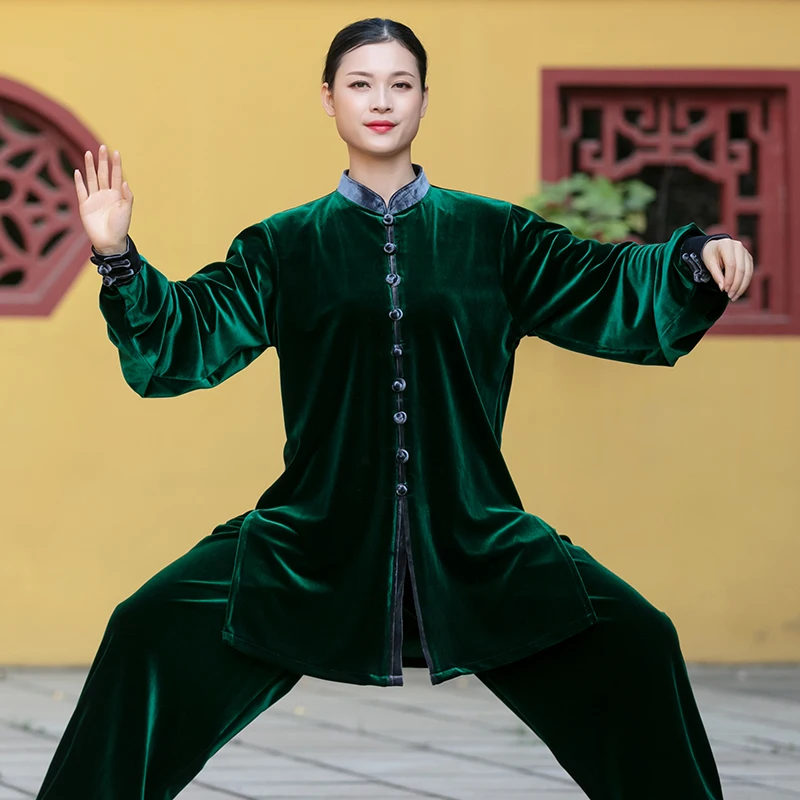 Velour Wushu Clothing Martial Arts Suit Taichi Performance Kung Fu Outfit Autumn Winter Velvet Tai Chi Uniform TA1889 | Тематическая