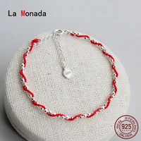 la monada bead surround red thread for hand 925 sterling silver bracelet red thread string rope bracelets for women silver 925