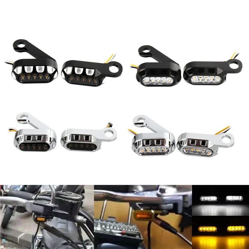 

1 Pair Motorcycle Modified Handlebar Led Turn Signal Mini Rearview Mirror Turn Light Decoration for Harley 883 1200 Tough Guy