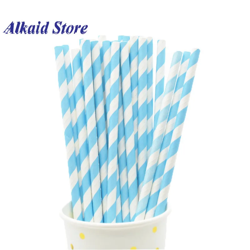 25pcs straws Мультяшные синие пиратские бумажные тарелки и стаканы, одноразовые столовые приборы, принадлежности для дня рождения, украшения для свадьбы, для детского праздника - Цвет: 25pcs straws