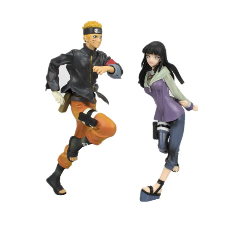 

20-23CM Naruto Anime Figure 2Pcs Running Hyuga Hinata Uzumaki Naruto PVC Action Figure Collection Model Doll Toys Gifts