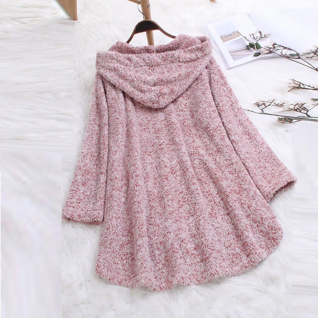 Бесплатная Страусиная зимняя женская одежда с длинным рукавом капюшоном милое