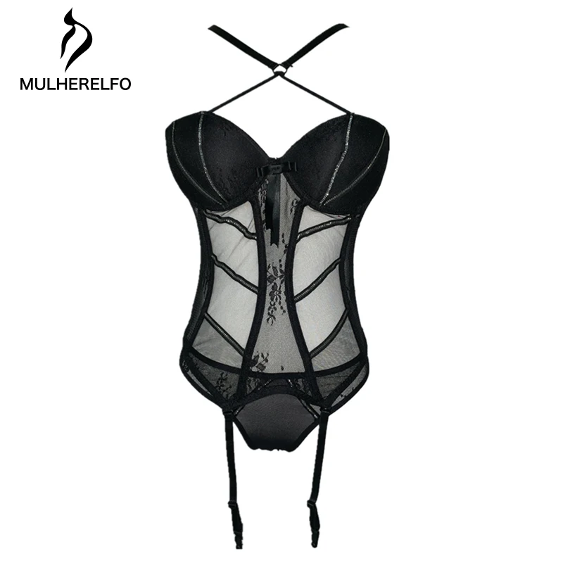 

Black Sexy Sheer Backless Women Jumpsuit Pajama Strapless Sleeveless Hollow Out Ladies Sleepwear Sexy Open Pajama Women Onesie