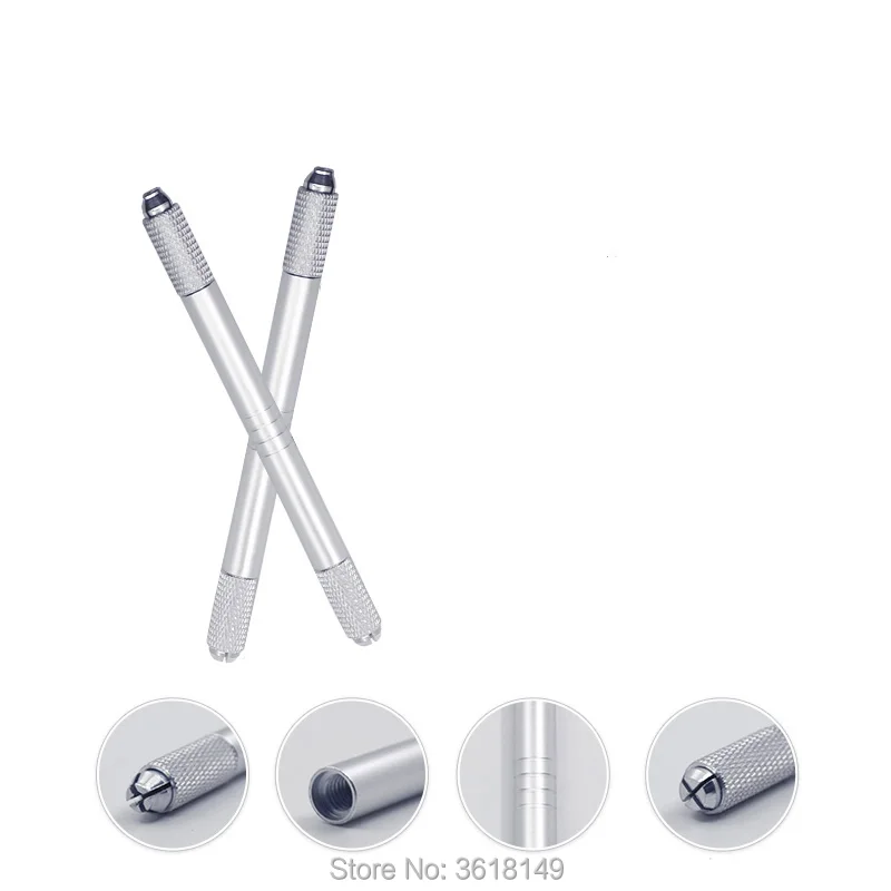 100 Pcs Silver Golden Red Pink Double-head Microblading Pen Tattoo Manual Pen Permanent Makeup Lip Eyebrow Embroidery Pen