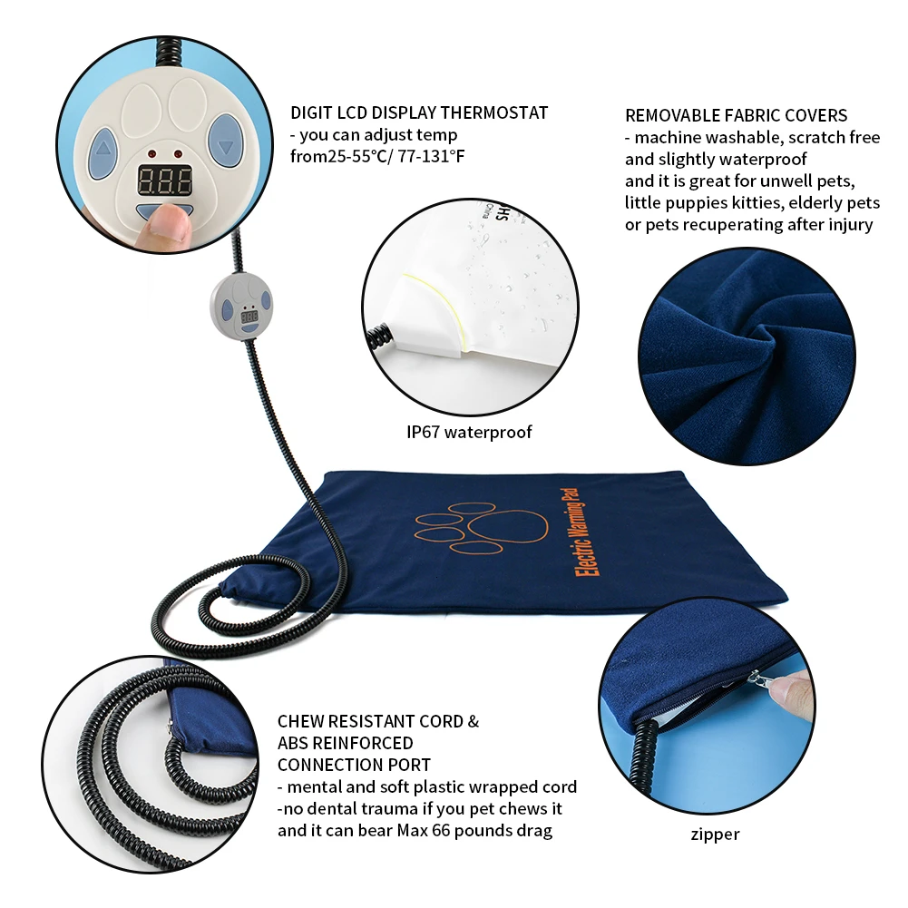 Водонепроницаемая ПЭТ грелка 7 уровень Регулируемая температура электрический с