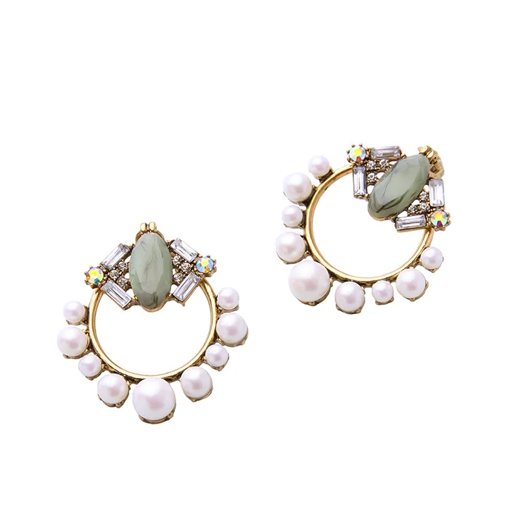 

Pearl Earrings Female 2021 New Fashion Emerald Personality Earrings Temperament Korea Fashion Hot Earrings for Women