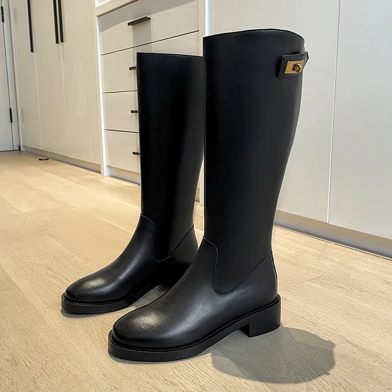 

Брендовые женские сапоги до колена, модная Повседневная зимняя обувь на платформе для женщин, 2022 Теплые черные длинные сапоги, Офисная Женс...