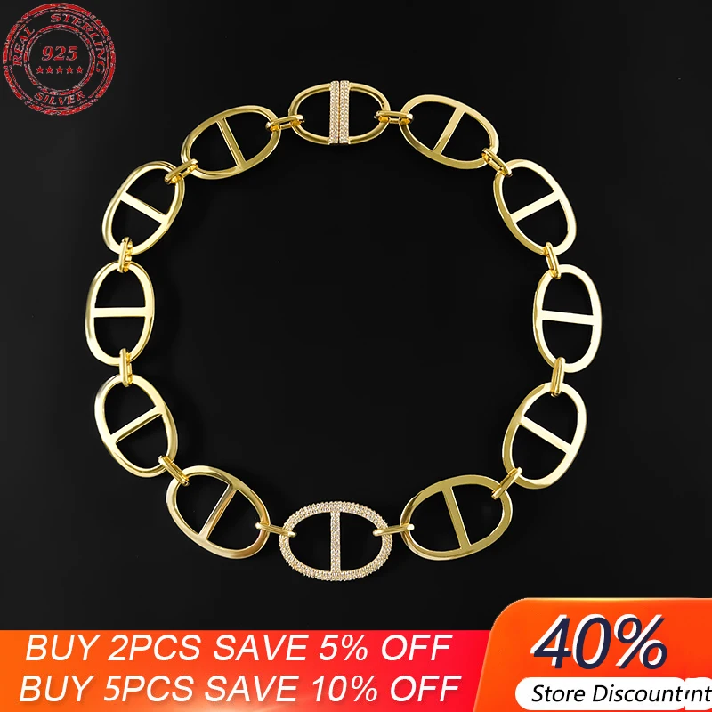 

August new S925 Sterling Silver Pig clavicle nose Necklace couple fashion design brand women's jewelry