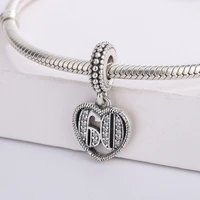 fashion jewelry pendant 925 sterling white zirconia silver bead 60th dangle charms bracelet pendant fit original pandora