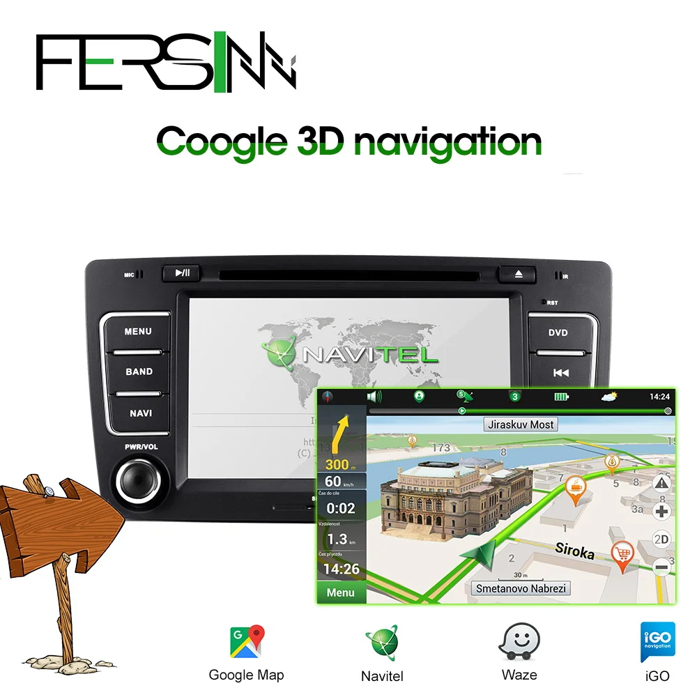 Автомагнитола Fersinny с gps навигацией android 9 0 T8 для Skoda Octavia 2009 2010 2011 2012