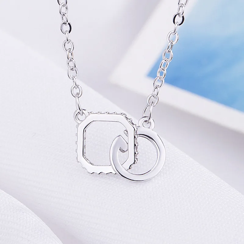 Простая цепочка ожерелье серебро 925 пробы квадратная круглая Геометрическая