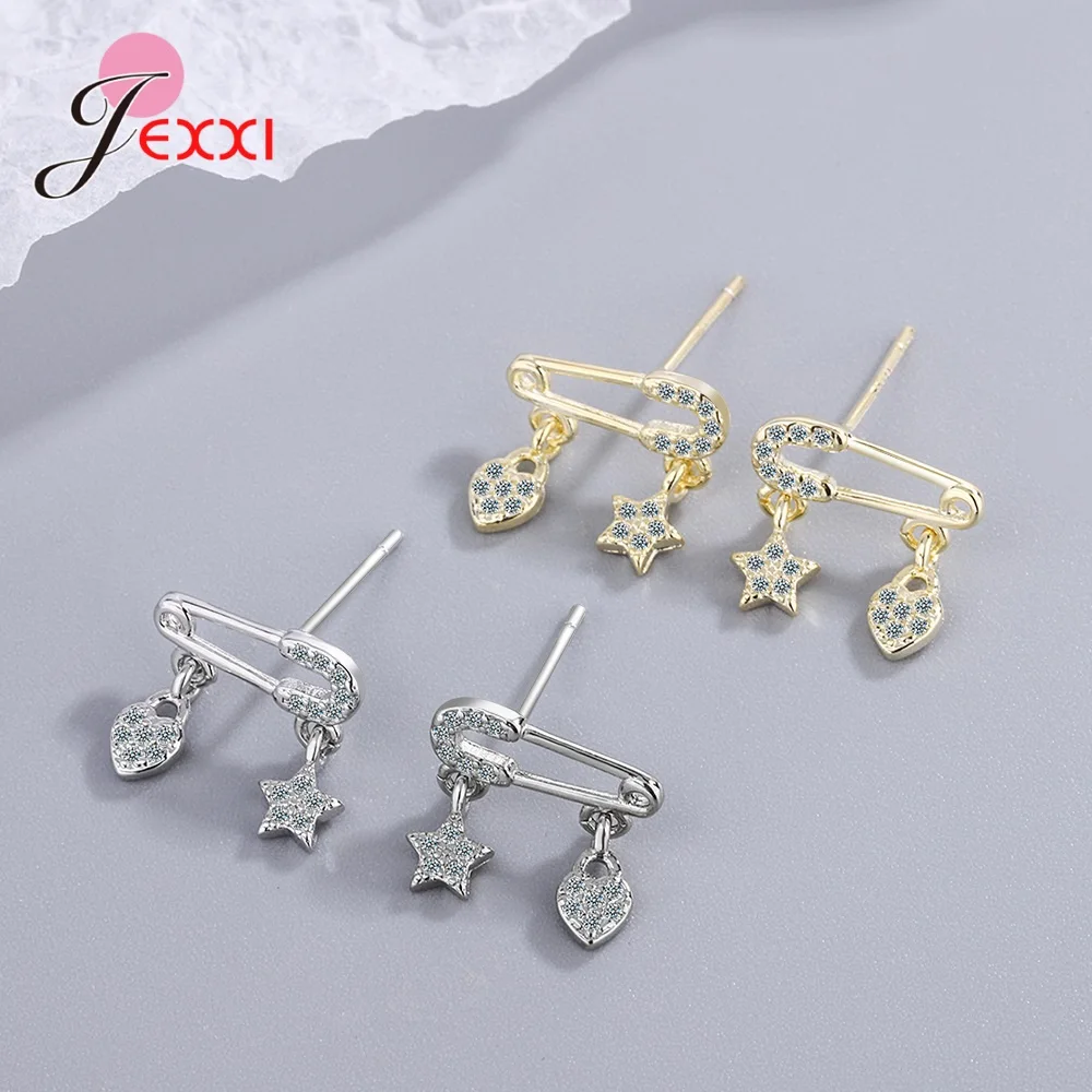 

Fashion Real 925 Sterling Silver Pin Cartilage Earrings Minimalist Style Punk Cubic Zircon Earrings For Women Girl Party Jewelry