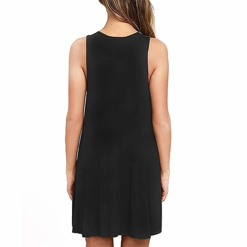 

Casual Pockets Women Sleeveless Dress Cross Faith Letters Print Pullover Dress Harajuku Women Summer Loose Pullover Dress