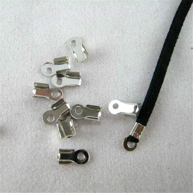

500Pcs Small Fold Over Crimp Beads for Jewelry Making DIY Cord Tip Crimps End Beads Caps Connector Findings 3mmx6mm, 4mmx9mm