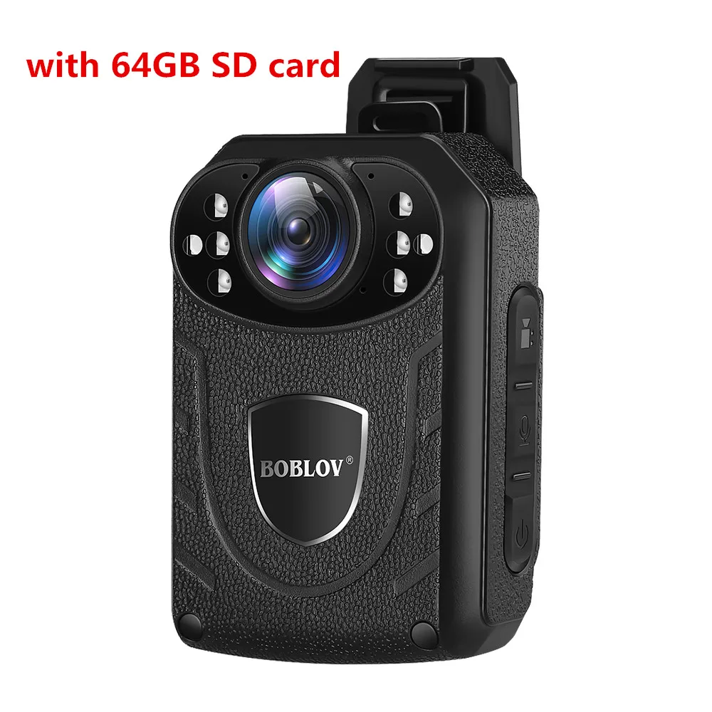 camera with 64GB Boblov KJ21 Переносная Камера HD 1296P DVR видео камера безопасности ИК ночного видения носимые мини видеокамеры полицейская камера - Цвет: camera with 64GB