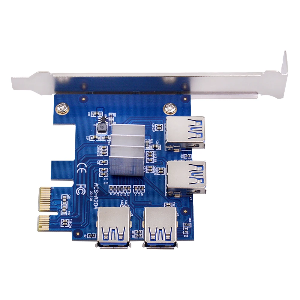 PCIe от 1 до 4 16X Riser Card PCI-E 1X USB 3 0 Adapter Port Multiplier для BTC Bitcoin Miner Mining | Компьютеры и офис