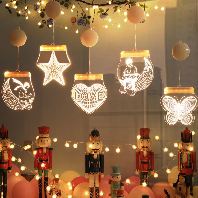 

Valentine Gift for Girls 3D Hanging Lights Wedding Event Party Valentine's Day Marriage Wedding Party Decor Supplies Home Decor