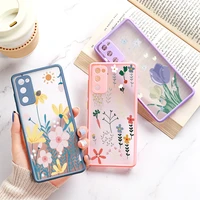 for samsung galaxy a32 case transparent funda for samsung galaxy a21s a52 a72 flowers print lens protection pc back cover