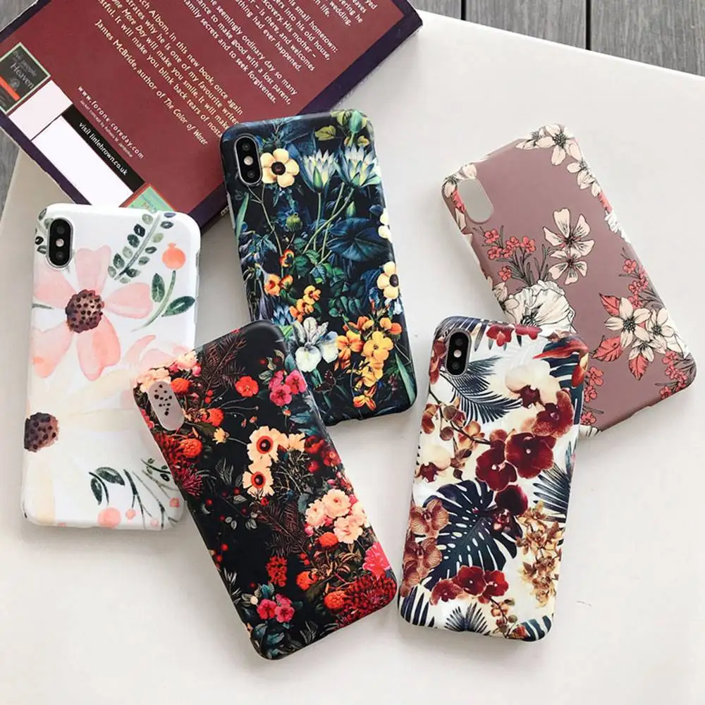 KISSCASE Fashion Relief Soft Phone Case For iPhone 7 8 6s 6 Plus X XS MAX XR Xs Max Flower Covers |
