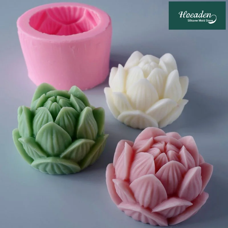 

Aromatherapy Candle Silicone Mold 3D Lotus Flower Shape Soap Silicone Mould DIY Creative Handmade Home Decor Great New Year Gift