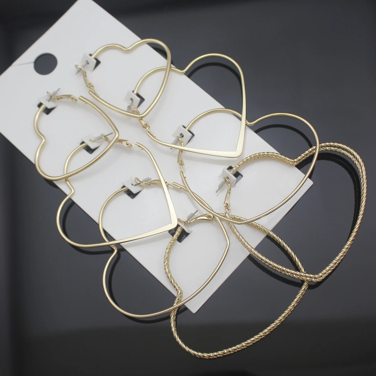 4 пары золотых сердец - большие серьги креолы для фестиваля, хиппи, бохо, цыганский костюм, косплей - бринкос, ообеллены - ювелирные изделия.