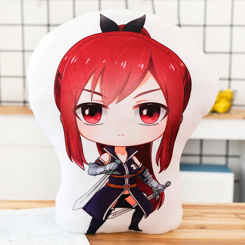 Аниме сказочная подушка для хвоста игрушка Нацу Люси Эрза серая Мягкая Плюшевая